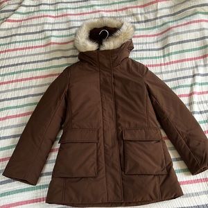 Brand NEW Uniqlo Winter Insulated Jacket - Brown with Fur Hood
